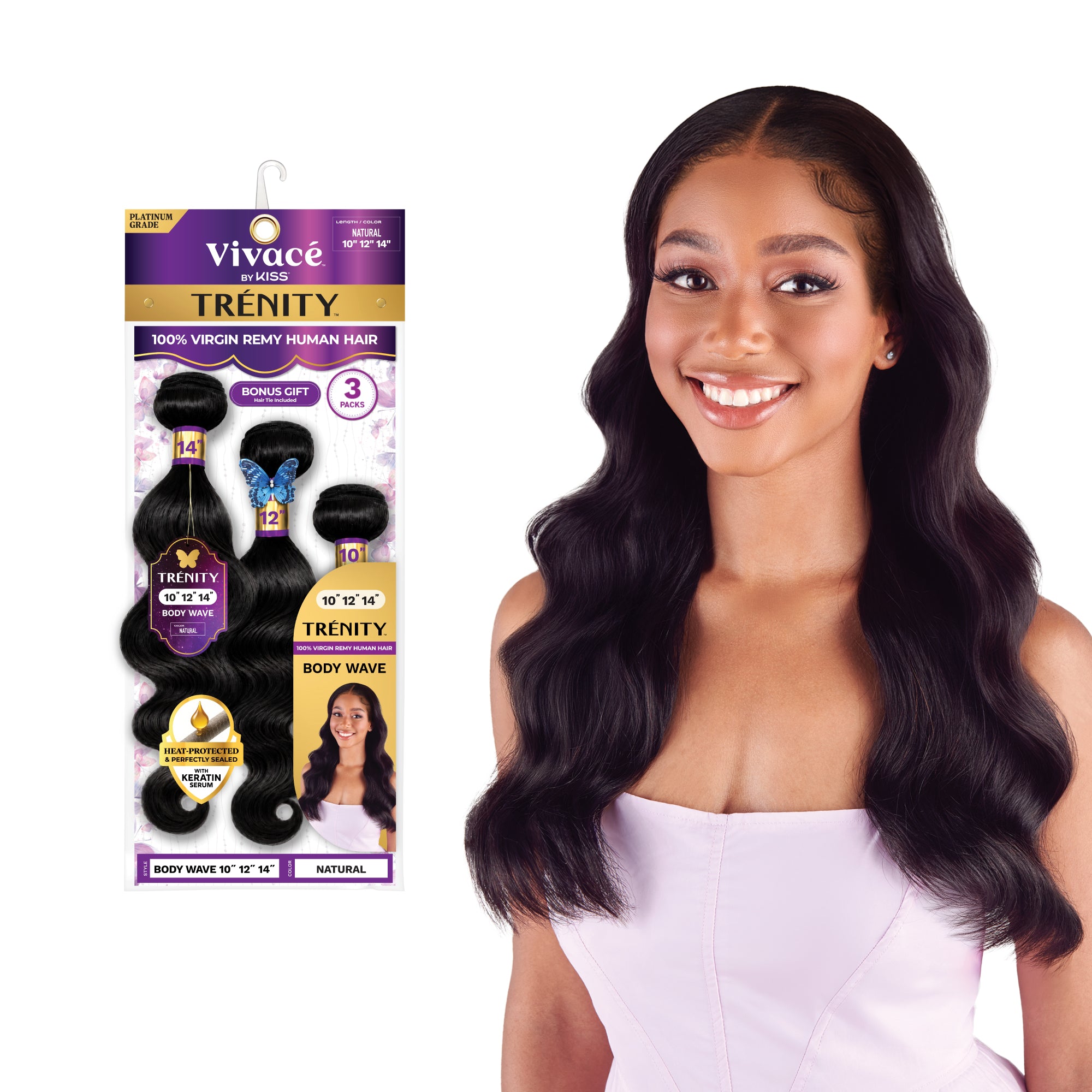 TRÉNITY 3-Pack Body Wave Bundles - 100% Virgin Remy Human Hair Extensi