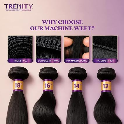 TRÉNITY 3-Pack Body Wave Bundles - 100% Virgin Remy Human Hair Extensi