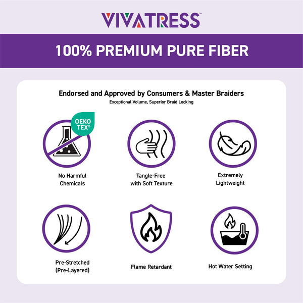 VIVATRESS Pre-Stretched Braiding Hair - 32" Premium Synthetic Yaki Fiber, Tangle Resistant, Ultra Lightweight, Non-Toxic & Hypoallergenic for Protective Styles