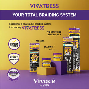 VIVATRESS Pre-Stretched Braiding Hair - 46" Premium Synthetic Yaki Fiber, Tangle Resistant, Ultra Lightweight, Non-Toxic & Hypoallergenic for Protective Styles