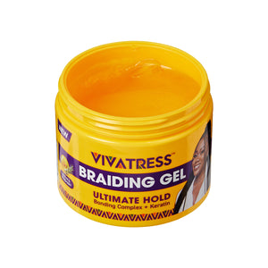 VIVATRESS Ultimate Hold Braiding Gel – 4X Extra Strong, No Flake, Non-Greasy, Long Lasting Sleek Styling Gel with Keratin, Biotin & Rosemary (6 oz)
