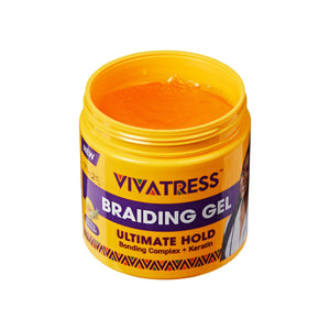 VIVATRESS Ultimate Hold Braiding Gel – 4X Extra Strong, No Flake, Non-Greasy, Long Lasting Sleek Styling Gel with Keratin, Biotin & Rosemary (16 oz)