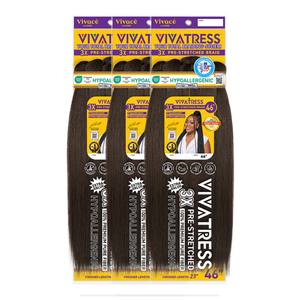 VIVATRESS Pre-Stretched Braiding Hair 3-Pack Bundle - 46" Premium Synthetic Yaki Fiber, Tangle Resistant, Ultra Lightweight, Non-Toxic & Hypoallergenic for Protective Styles
