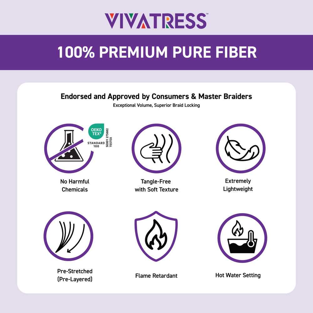 VIVATRESS Pre-Stretched Braiding Hair & Braiding Gel Bundle Set - 46" Premium Synthetic Yaki Fiber, Tangle Resistant, Ultra Lightweight, Non-Toxic & Hypoallergenic for Protective Styles (3 Packs, 16 oz Gel)