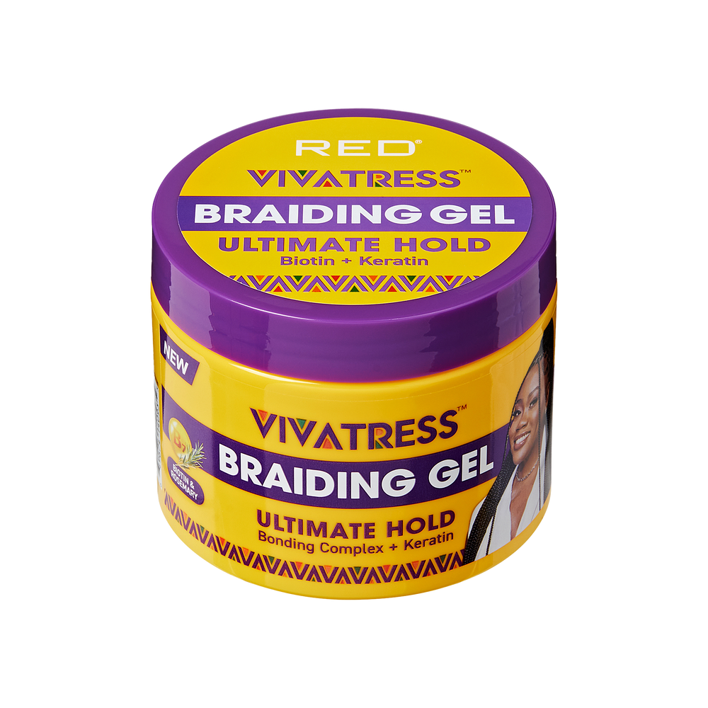 VIVATRESS Ultimate Hold Braiding Gel – 4X Extra Strong, No Flake, Non-Greasy, Long Lasting Sleek Styling Gel with Keratin, Biotin & Rosemary (6 oz)