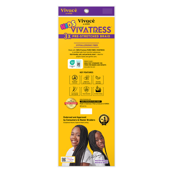 VIVATRESS Pre-Stretched Braiding Hair - 32" Premium Synthetic Yaki Fiber, Tangle Resistant, Ultra Lightweight, Non-Toxic & Hypoallergenic for Protective Styles