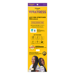 VIVATRESS Pre-Stretched Braiding Hair - 46" Premium Synthetic Yaki Fiber, Tangle Resistant, Ultra Lightweight, Non-Toxic & Hypoallergenic for Protective Styles