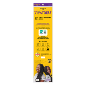 VIVATRESS Pre-Stretched Braiding Hair - 56" Premium Synthetic Yaki Fiber, Tangle Resistant, Ultra Lightweight, Non-Toxic & Hypoallergenic for Protective Styles